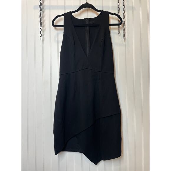 NBD x Revolve Black Dries Asymmetrical Body-Con Mini Dress Sleeveless V-Neck M - Picture 2 of 8